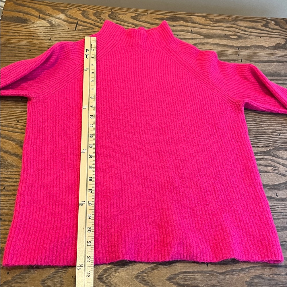 Halogen bright Pink ribbed mock neck fuzzy sweater size XS-M - Picture 9 of 13